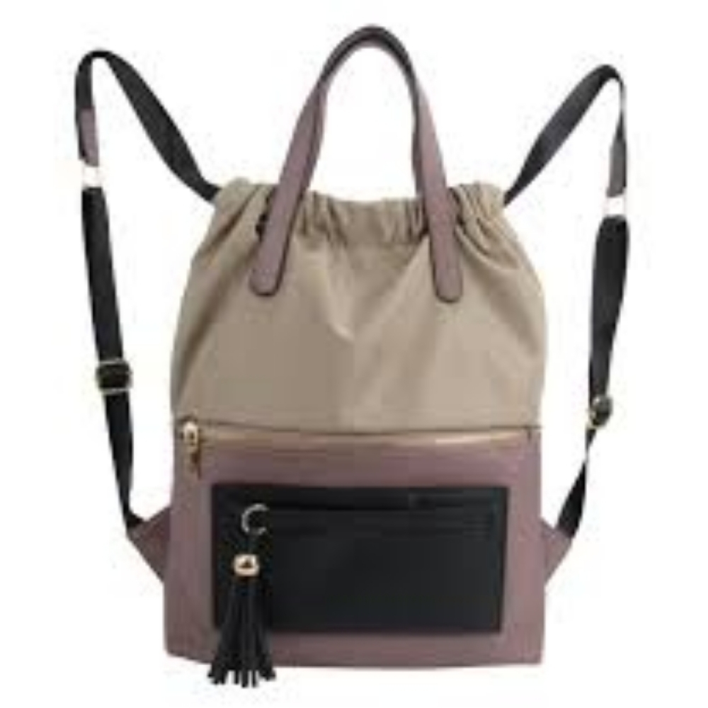 A R New York Women's Tan/Purple Nylon Backpack